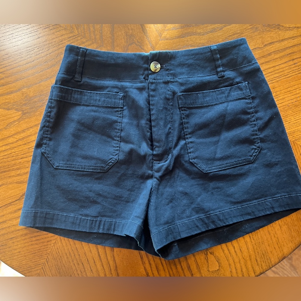 Anthropologie Maeve black High-Waist Cotton Shorts - Picture 2 of 9